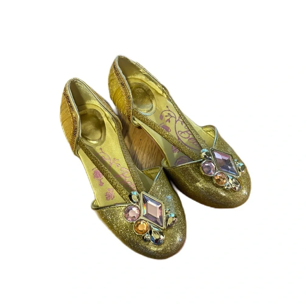 Disney Gold Jeweled Girls Dress Shoes